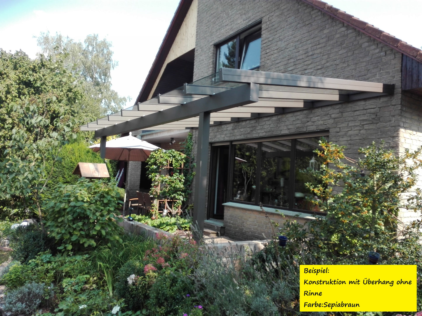 Terrassendach Breite 11001mm - 12000mm ohne Dacheindeckung